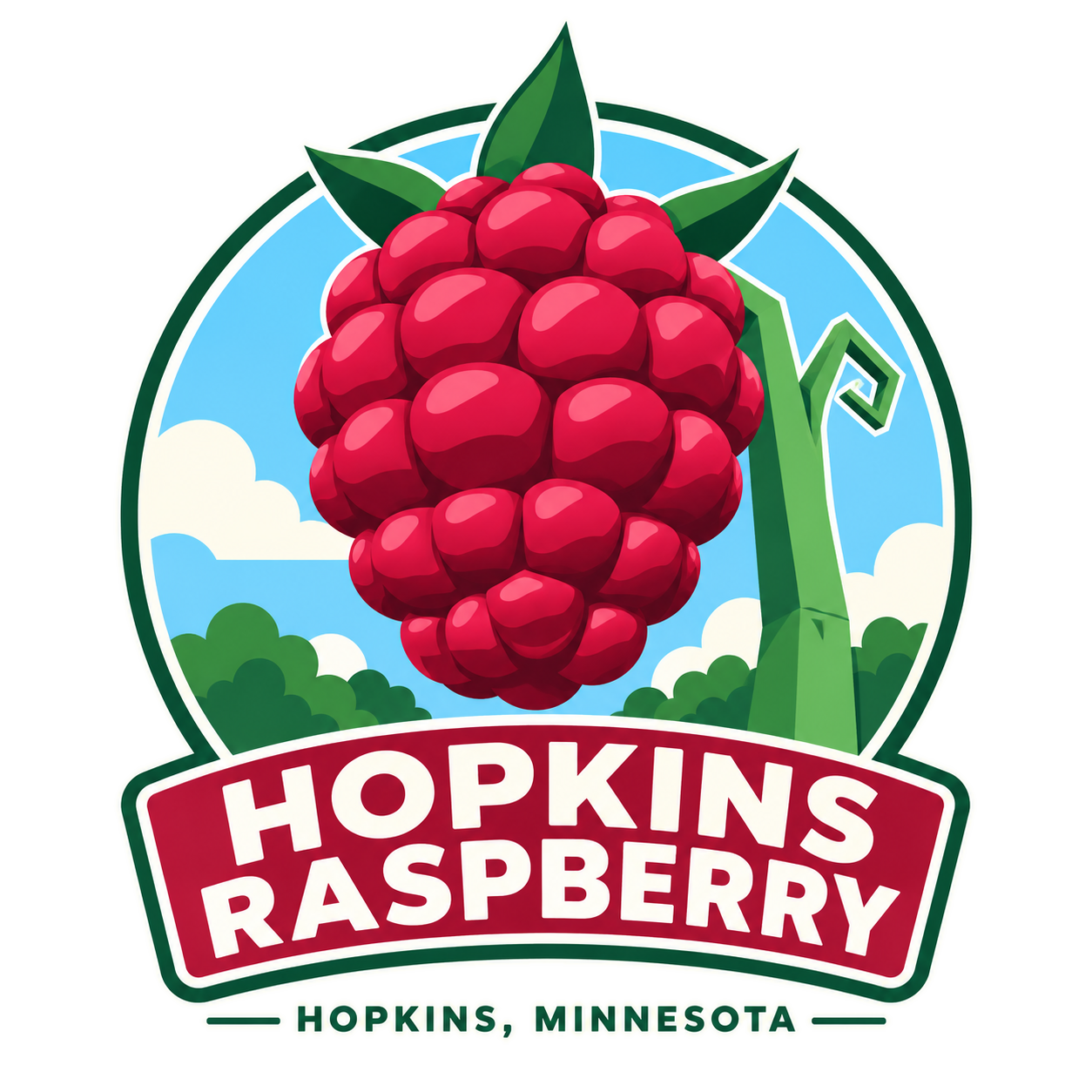 Illustration of the giant raspberry monument in Hopkins, Minnesota